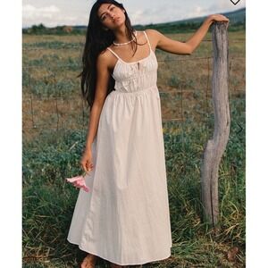 L*Space Cordova Dress Tap Cream Smocked Midi Open Back New